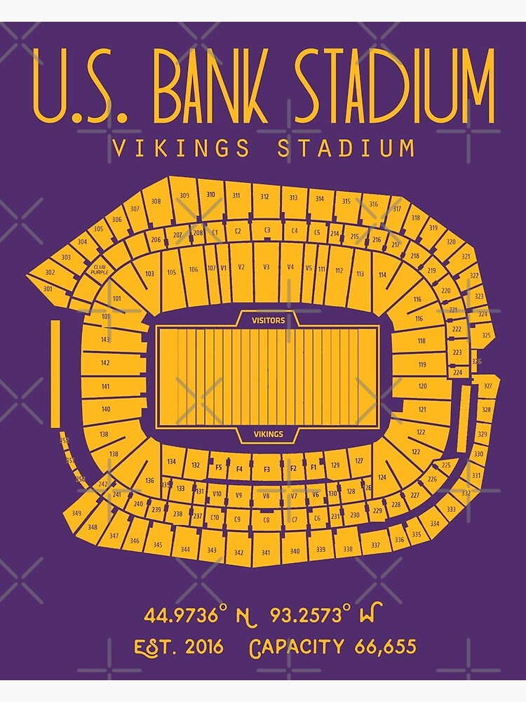 U.S. Bank Stadium Football Stadium Print, Minnesota Vikings Football