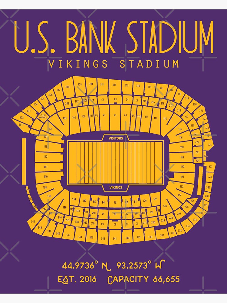 Minnesota Vikings US Bank Stadium Poster Print Sticker for Sale by Birch  Trail Boutique