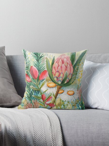 Australian Wildflower Bouquet Throw Pillow