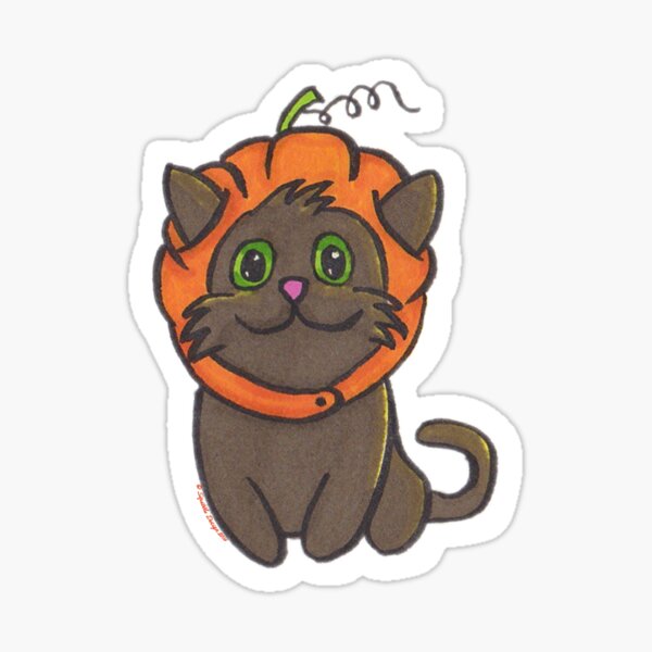 Halloween Cats - Cat in a Pumpkin Hat! Sticker