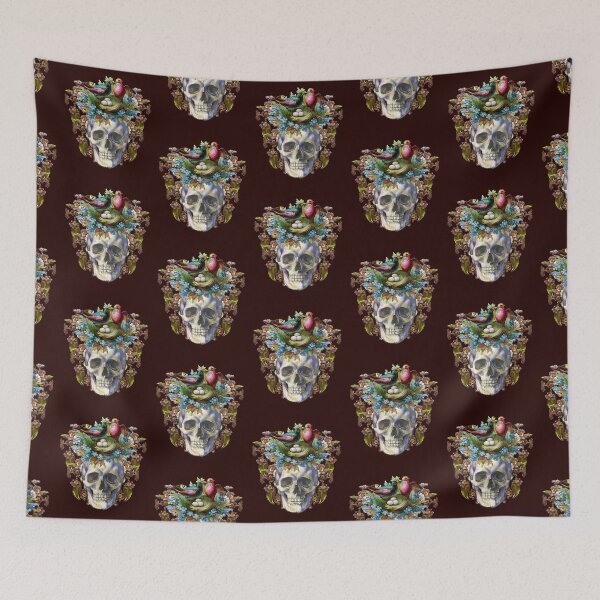 Item preview, skull and flowers designed and sold by sandpiperstudio.