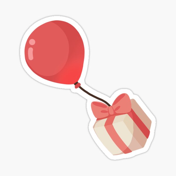 Balloon Present (Red) Sticker