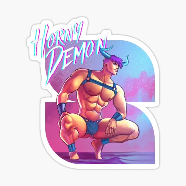 Horny demon Glossy Sticker