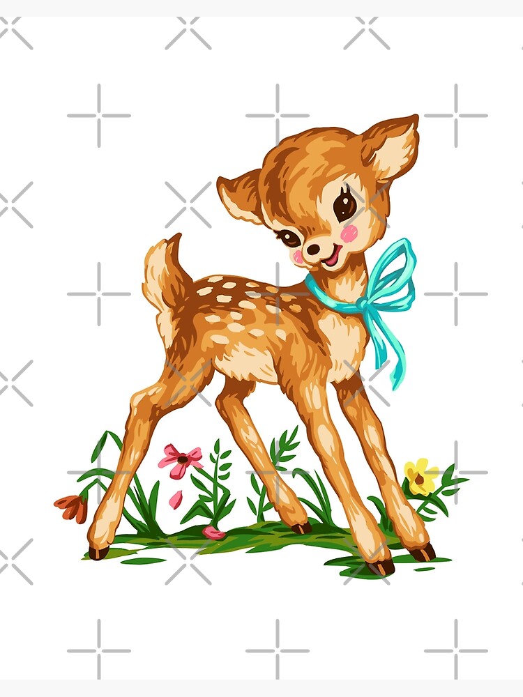 Cute Fawn Deer Drawing - Sketchbook Page Print Art Board Print