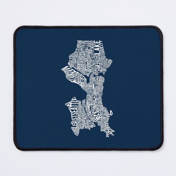 Item preview, Seattle Map - Typographic Neighborhoods - White on Blue designed and sold by samvschantz.