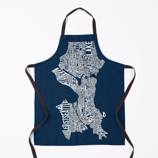 Item preview, Seattle Map - Typographic Neighborhoods - White on Blue designed and sold by samvschantz.