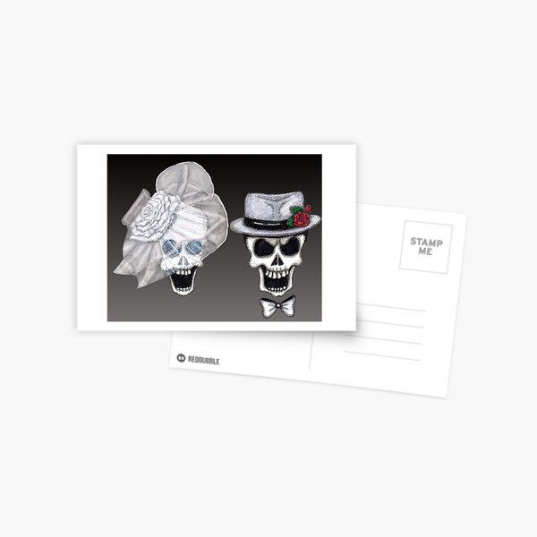 Glam Skull Bride & Groom Portrait Postcard