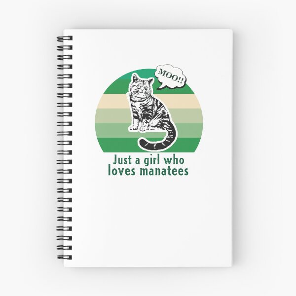 Item preview, Just a Girl Who Loves Manatees - cat saying moo, green background  designed and sold by FlorenciaBliss.
