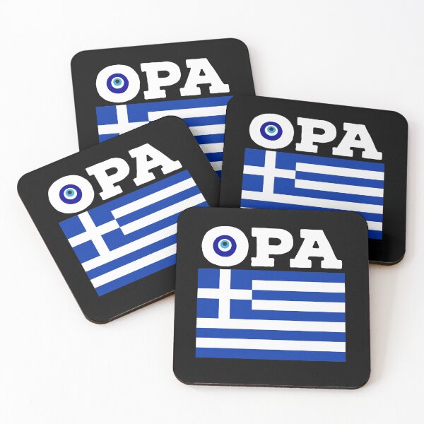 Aperçu de l'œuvre Drapeau Grec Opa Fierté Grèce Evil Eye créée et vendue par Rustic Valley Studio.