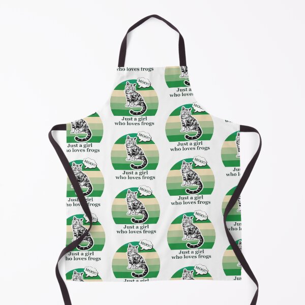 Item preview, Just a Girl Who Loves Frogs - cat saying moo, green background  designed and sold by FlorenciaBliss.