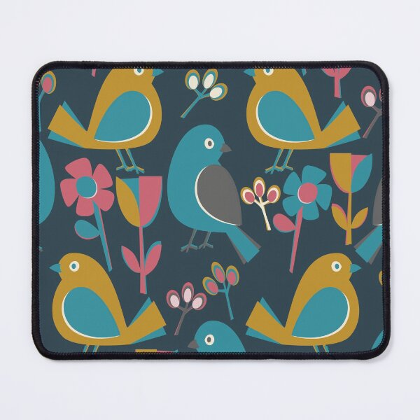 Item preview, MidMod Cheery Birds Dark designed and sold by fullermusings.