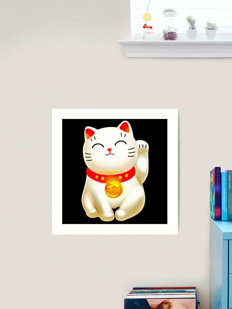 MANEKI NEKO Right Paw Wall Art, Fortune Cat, Manekineko Print, Lucky Cat,  Neutral Print, Housewarming Gift 