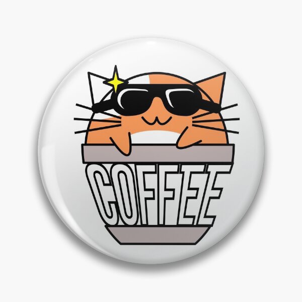Artikelvorschau, Coole Katze in Kaffeetasse mit verzerrtem Text schwört Sonnenbrille orange entworfen und verkauft von CoffeewithKitty.
