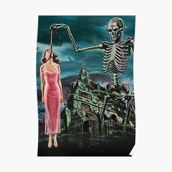 GIRL SAVED SKELETON HORROR COMIC RETRO VINTAGE POP Poster