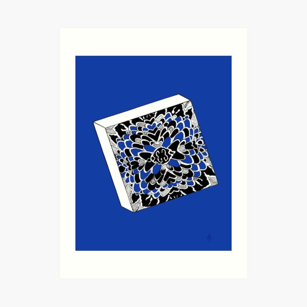 Der Würfel in königsblau- The dice in royal blue Kunstdruck