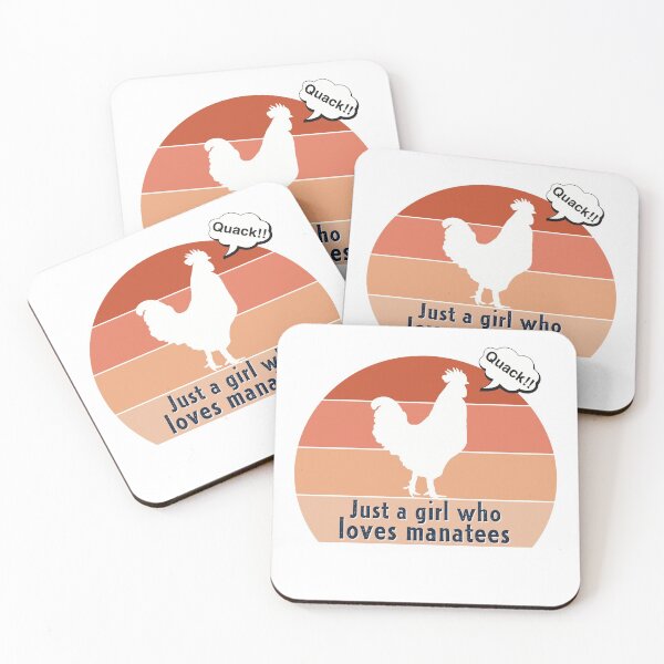 Item preview, Just a Girl Who Loves Manatees - Rooster Quacking, orange background  designed and sold by FlorenciaBliss.