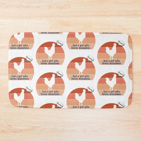 Item preview, Just a Girl Who Loves Manatees - Rooster Quacking, orange background  designed and sold by FlorenciaBliss.