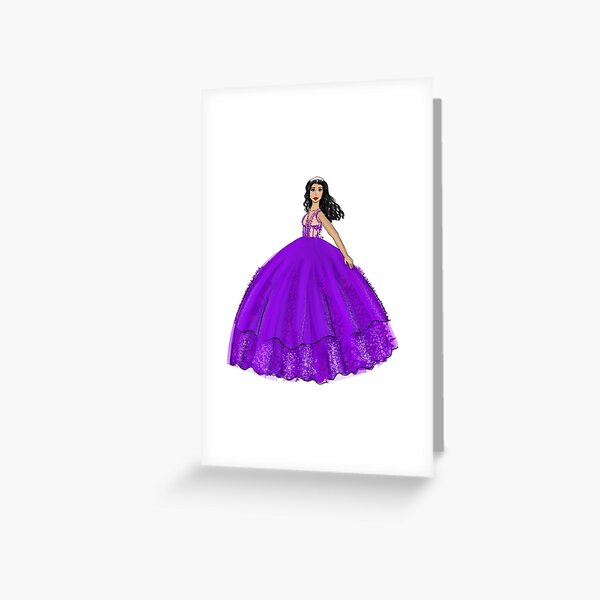 Purple Ball Gown Quinceañera Dress Fashion Illustration
