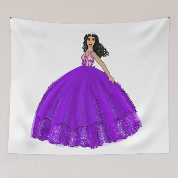 Item preview, Purple Ball Gown Quinceañera Dress Fashion Illustration designed and sold by SMillustrations.