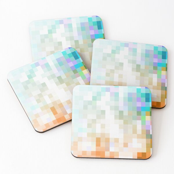 Item preview, graphic design geometric pixel square pattern abstract background in orange blue purple designed and sold by Mrvell.