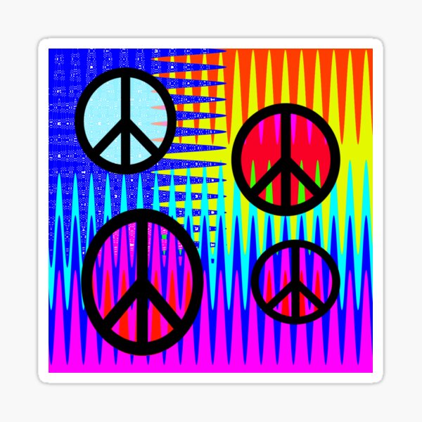 retro 60s 70s Psychedelic Peace Waves Funky Art Sticker