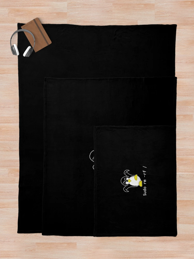 Thumbnail 5 of 6, Throw Blanket, Tux Linux Penguin Sudo Rm Rf Programmer Developer Hacker designed and sold by tanalan.