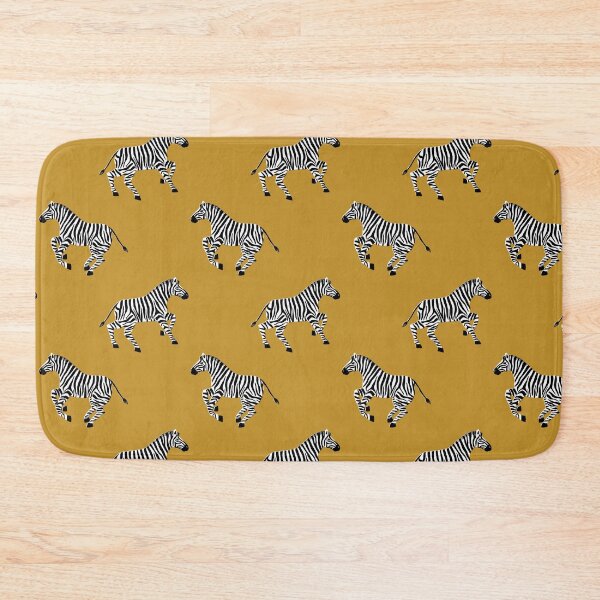 Item preview, Galloping Zebras on Mustard designed and sold by latheandquill.
