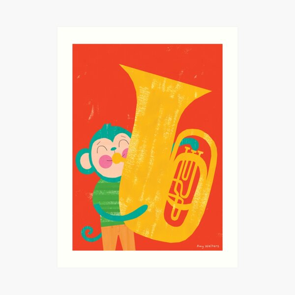 Animal Band - Tuba Monkey Art Print