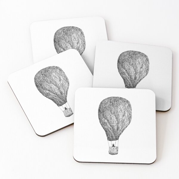 Item preview, Traveler in a Hot Air Balloon Black Drawing by Ungomario designed and sold by ungomario.