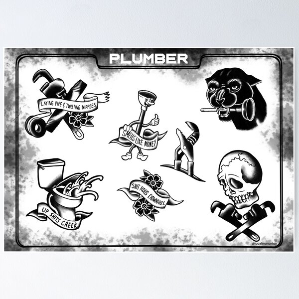 Item preview, Plumber tattoo flashsheet designed and sold by Localnonunion.