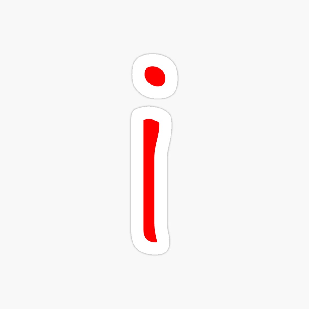 Red lowercase letter i