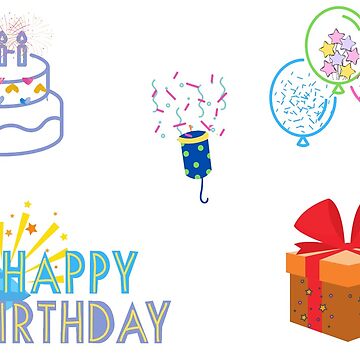 Artwork thumbnail, stickers happy birthday color by pame360