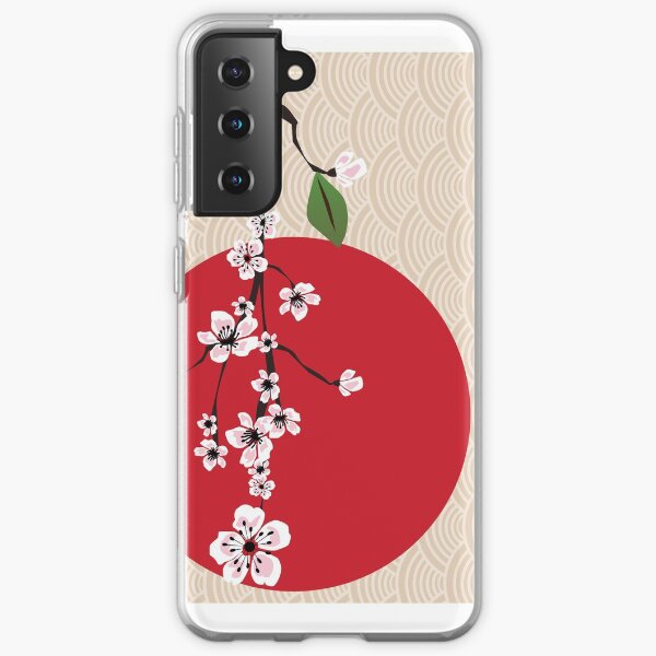 Japanese card with cherry blossom, sakura and traditional Japanese elements Samsung Galaxy Soft Case