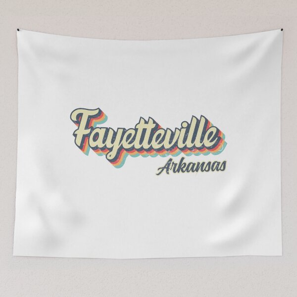 Artikelvorschau, Fayetteville City Arkansas Retro Vintage 70er Jahre Regenbogen entworfen und verkauft von Teelogic.