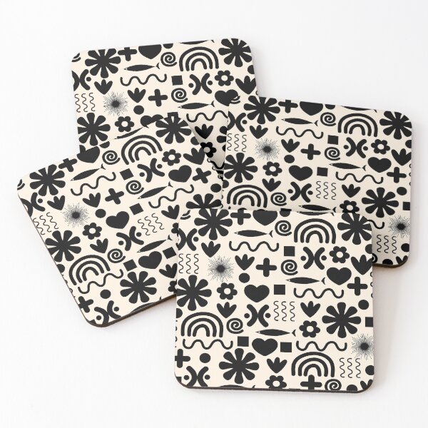 Item preview, Natural Miscellany Pattern in Black and Almond Cream designed and sold by kierkegaard.