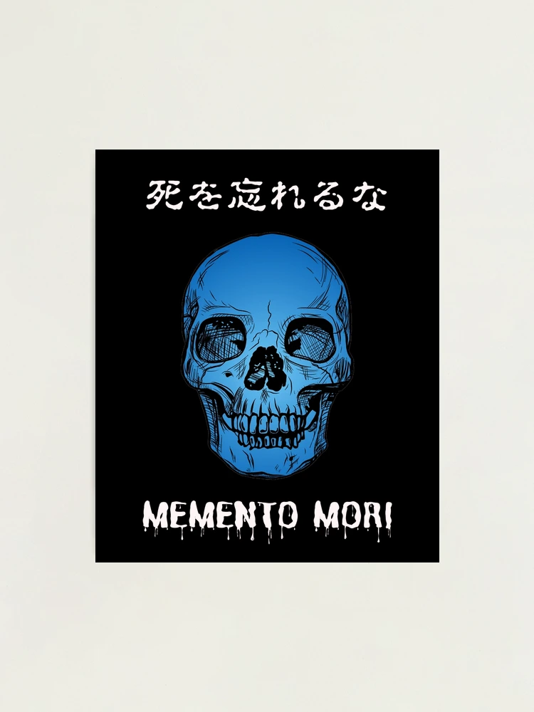 Memento Mori with Blue Skull and Japanese Writing | Photographic Print