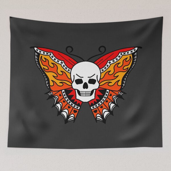 Item preview, Flaming skull butterfly deaths head moth tattoo flash kgbd designed and sold by Kraken-Jack.
