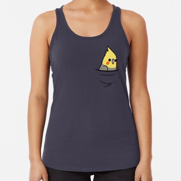 Too Many Birds! - Yellow Cockatiel Racerback Tank Top
