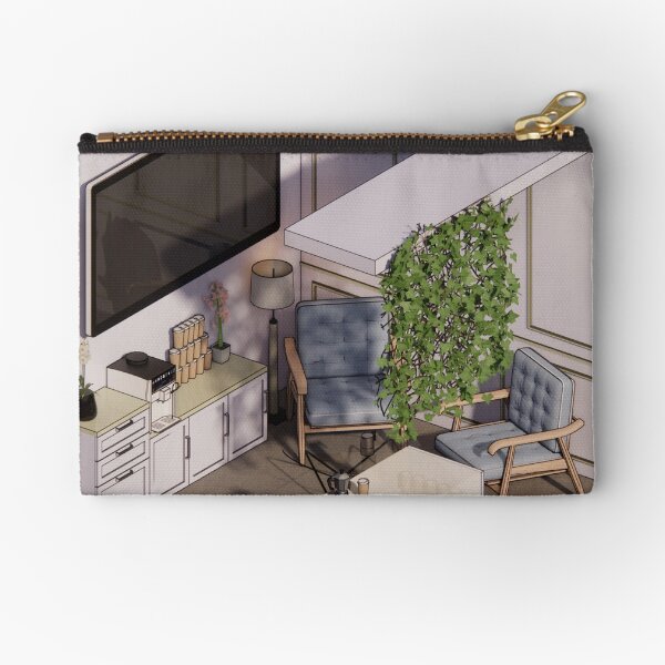 Pencil Art Of American Style Coffee Booth Zipper Pouch