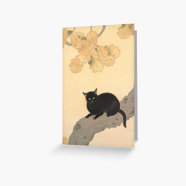 Item preview, Hishida Shunsō Black Cat digital Japanese Traditional Minimalist Vintage art designed and sold by Ienso.