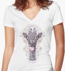 Camiseta entallada de cuello en V Jirafa