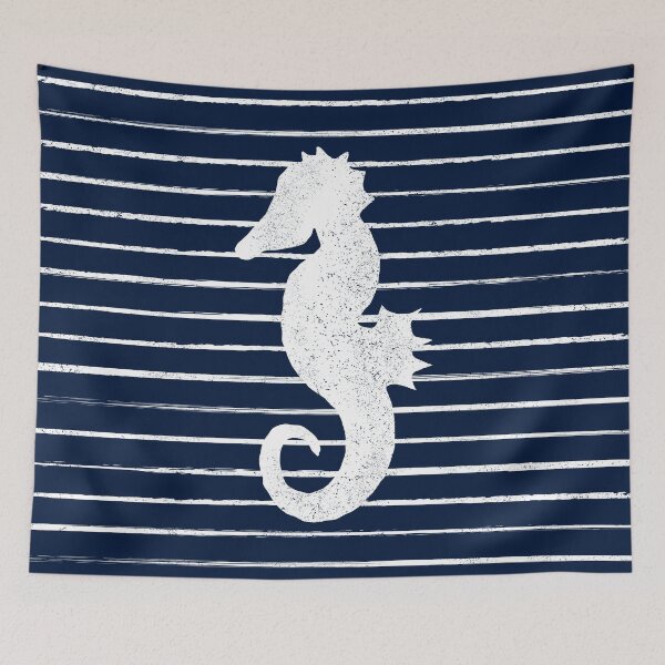 Item preview, Distressed Sailor Stripes Seahorse designed and sold by D-Spot Shop.
