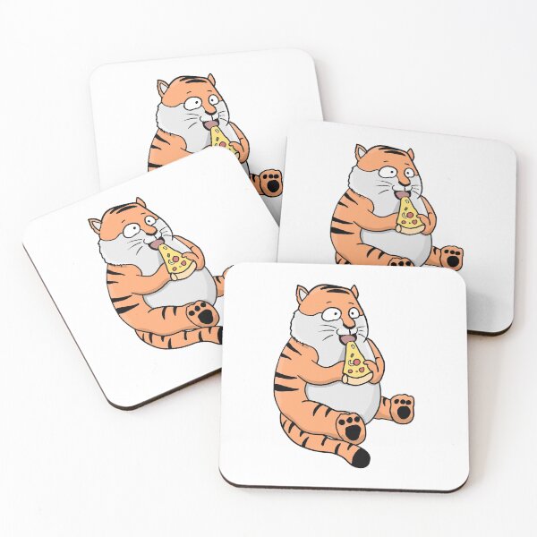 Item preview, Fat Tiger Eating Pizza Funny Comic Style hand drawn designed and sold by Mesyo.