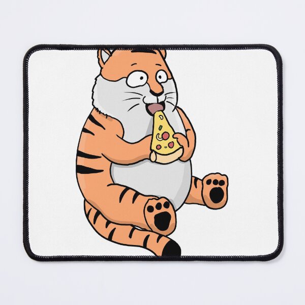 Item preview, Fat Tiger Eating Pizza Funny Comic Style hand drawn designed and sold by Mesyo.