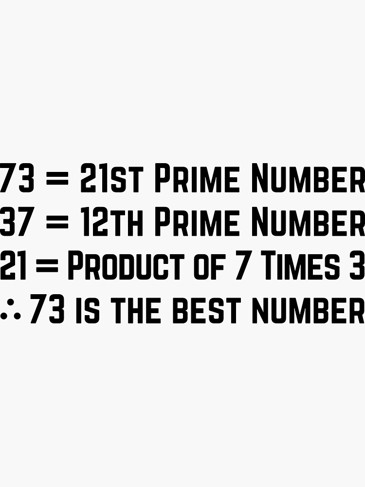 "TBBT Sheldon 73 as the Best Number Black" Sticker for Sale by