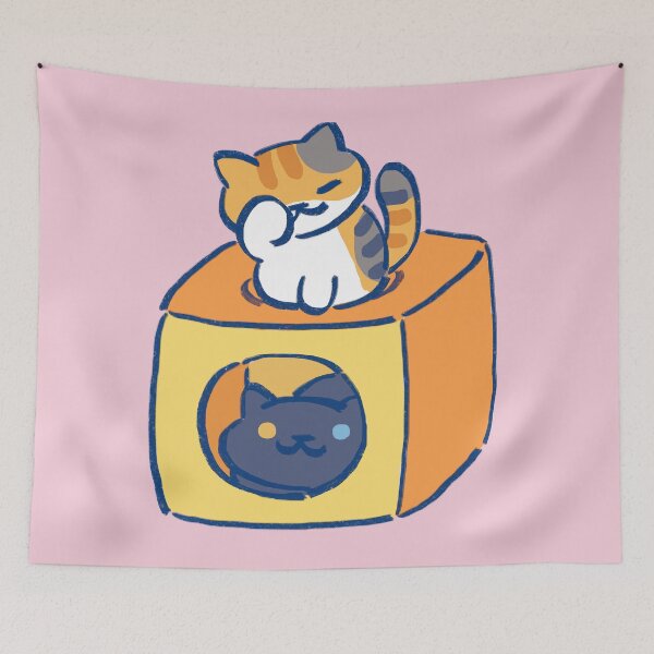 Item preview, I draw tabitha and pepper with the orange cube house / neko atsume designed and sold by RansRoom.
