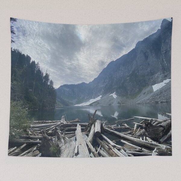 Item preview, [Landscape] Lake with log surrounded by mountains designed and sold by VinBasis.