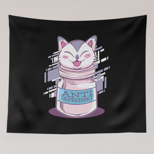 Item preview, Antidepressant Kitty Medicine Gift Halloween Day, Thanksgiving, Christmas Day designed and sold by JanaLittle.
