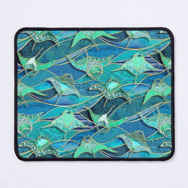 Item preview, Patchwork Manta Rays in Teal Blue and Jade Green designed and sold by micklyn.
