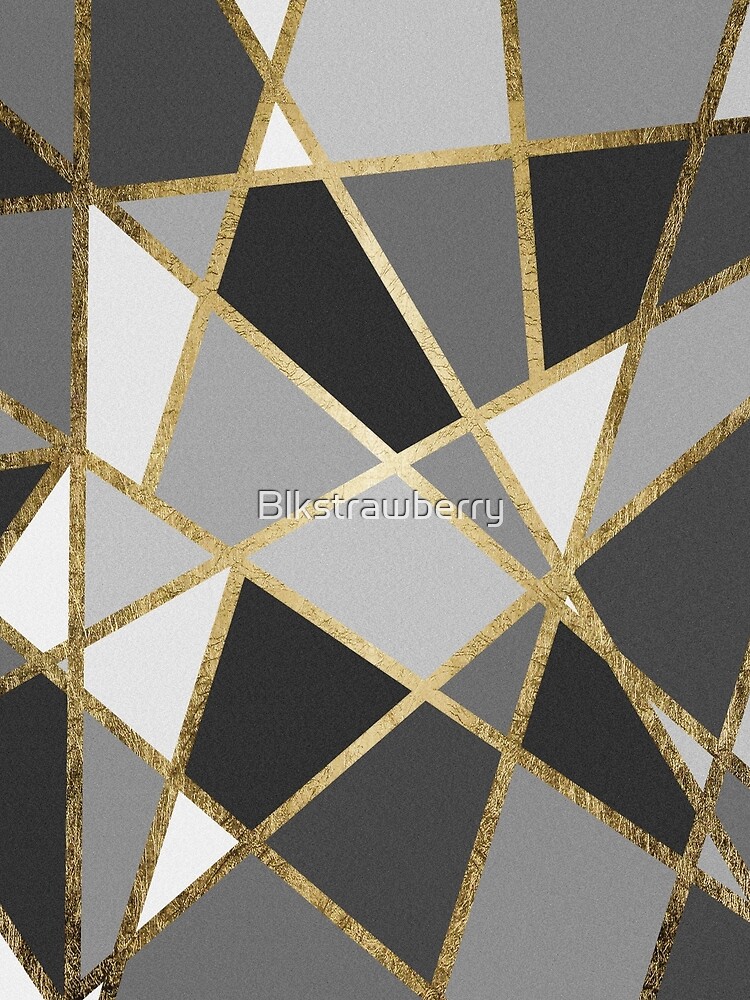 Black & Gray Modern Geo Gold Triangles by Blkstrawberry